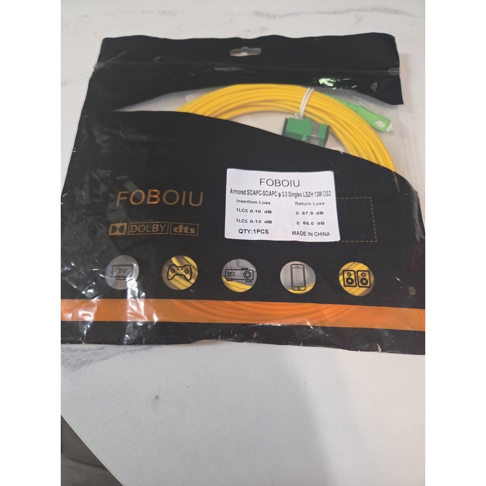 Armored Fiber Patch Cable SC/APC to SC/APC OS2 Singlemode 13M (42.6ft) FOBOIU